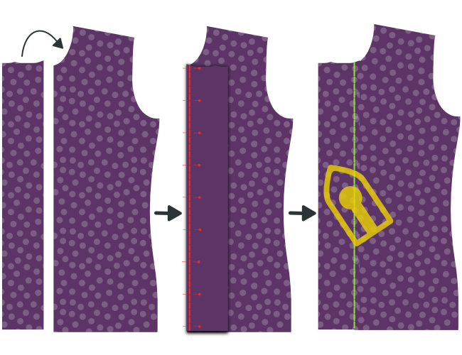 Sew on the buttonhole placket