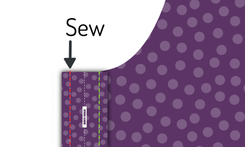 Sew on the second line