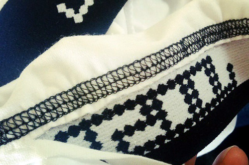 The
finished backside of a coverlocked seam The finished backside of a coverlocked seam